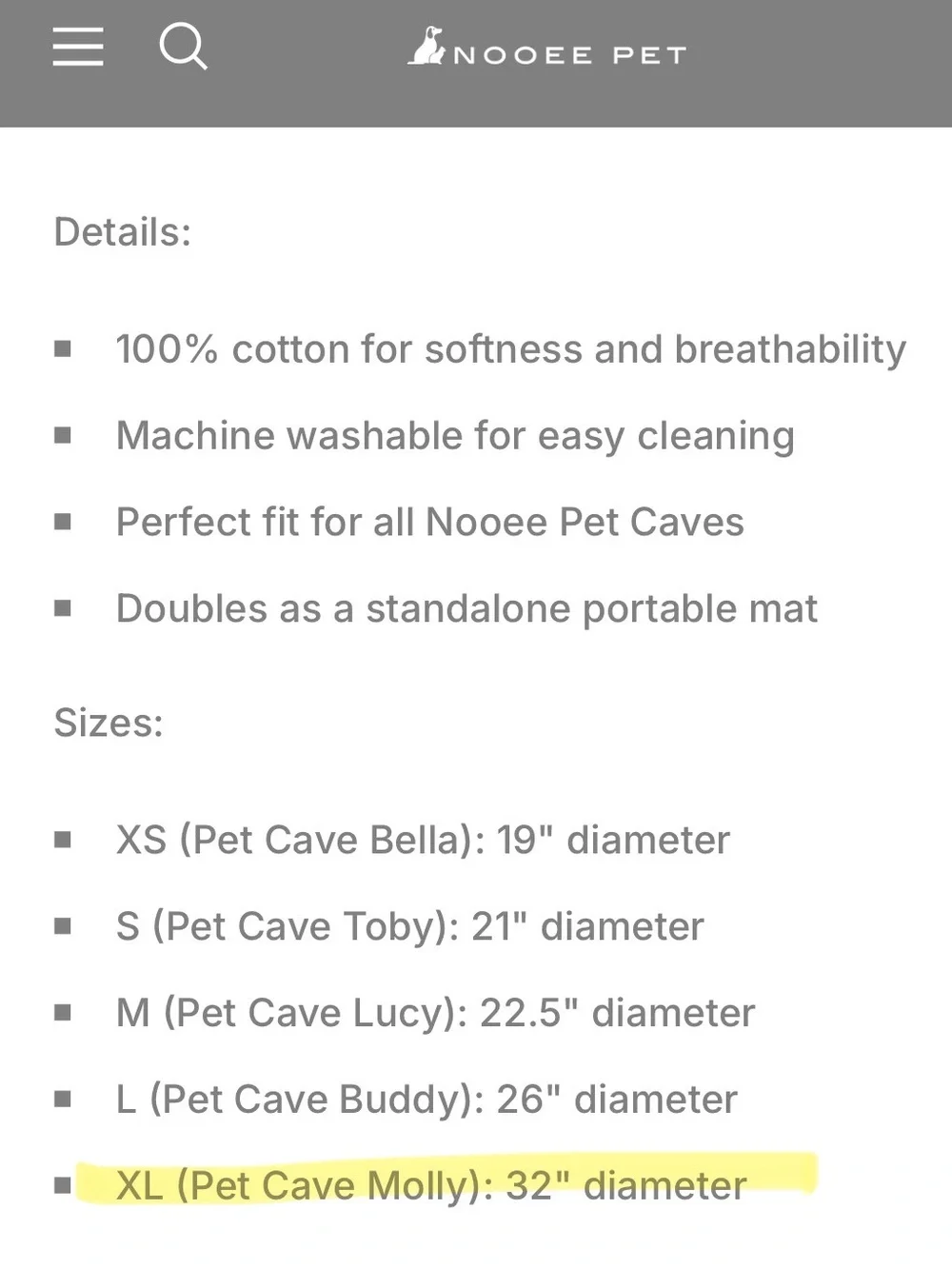 Pet Replacement Cushion - Size XL